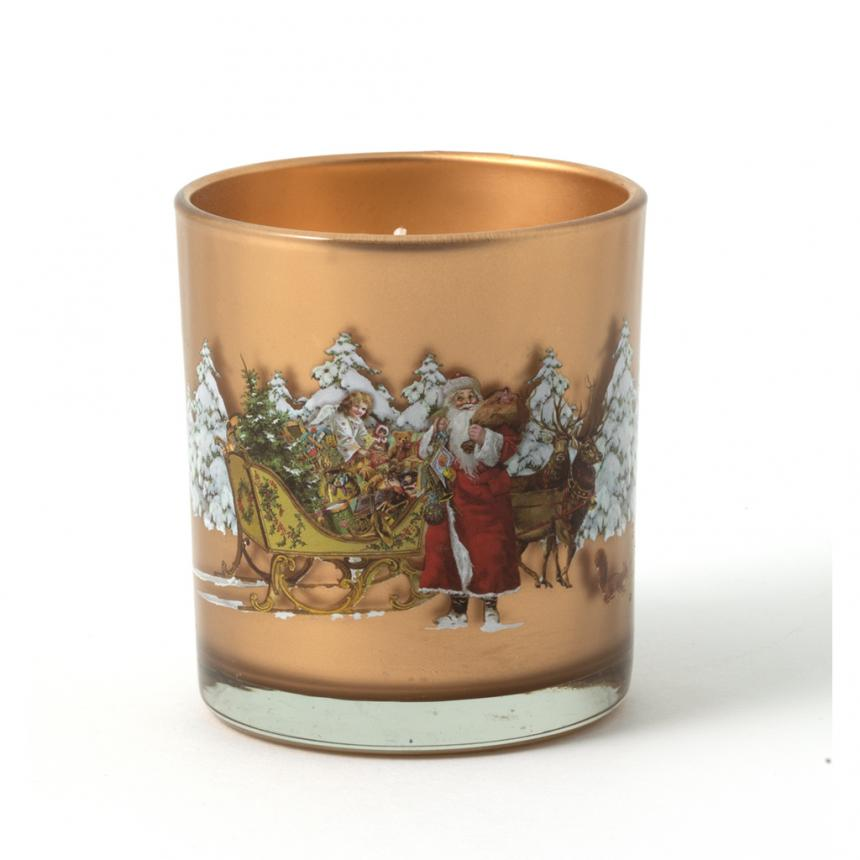 Winter Specials Tealight Santa gold 7.5x9.5cm