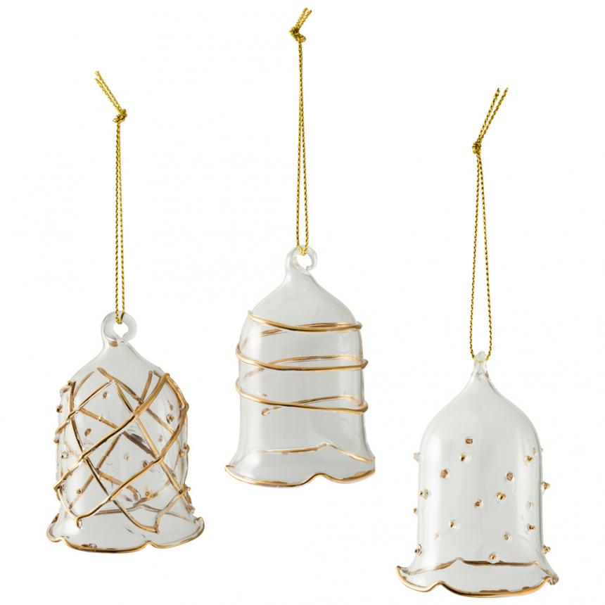 Winter Collage Accessoires Glass gloche gold Set3