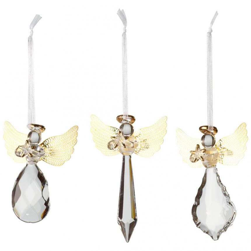 Winter Collage Accessoires Glass hanging ornament angel, set of 3